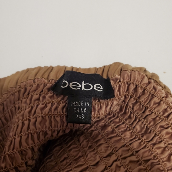 ♡  BEBE Beige Tan Ruffle Strapless Waist Bow Tie Corset Top - Size XXS, 00  ♡ - Picture 6 of 6